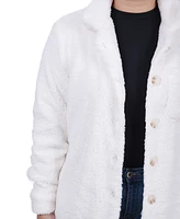 Ny Collection Petite Long Sleeve Button Front Sherpa Jacket