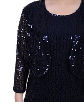 Ny Collection Petite Sequined Bolero Jacket and Dress Set, 2 Piece