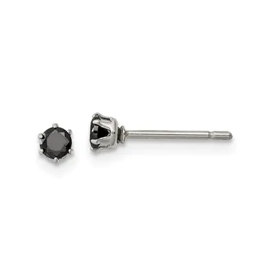 Chisel Stainless Steel Polished Round Cz Stud Earrings