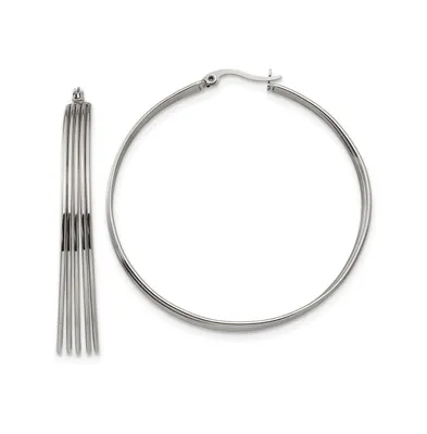Chisel Stainless Steel Polished Wire Hoop Earrings
