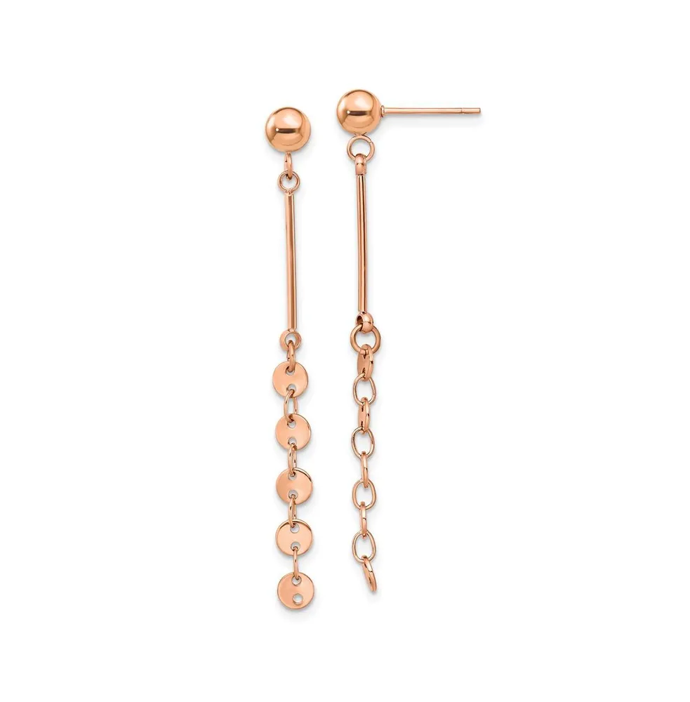 Chisel Stainless Steel Polished Rose Ip-plated Dangle Earrings