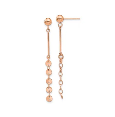 Chisel Stainless Steel Polished Rose Ip-plated Dangle Earrings