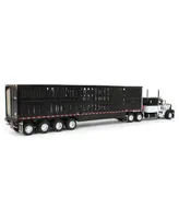 First Gear 1/64 Black & White Peterbilt 389 w/ Wilson Silver star Livestock Trailer