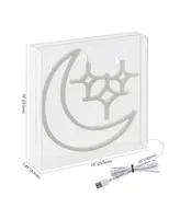 Starry Crescent Square Contemporary Glam Acrylic Box Usb Operated Led Neon Light