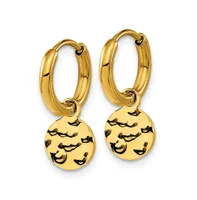 Chisel Stainless Steel Hammered Yellow plated Circle Hoop Earrings