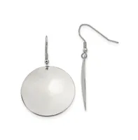 Chisel Stainless Steel Polished Disc Dangle Shepherd Hook Earrings