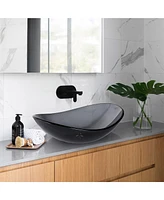 Aquaterior Bathroom Oval Tempered Glass Vessel Sink Counter Top Basin 2 Pack