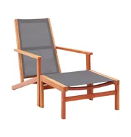 Patio Chair with Footrest Solid Eucalyptus Wood&Textilene