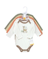 Hudson Baby Baby Boys Hudson Cotton Long-Sleeve Bodysuits, Forest Deer -Pack