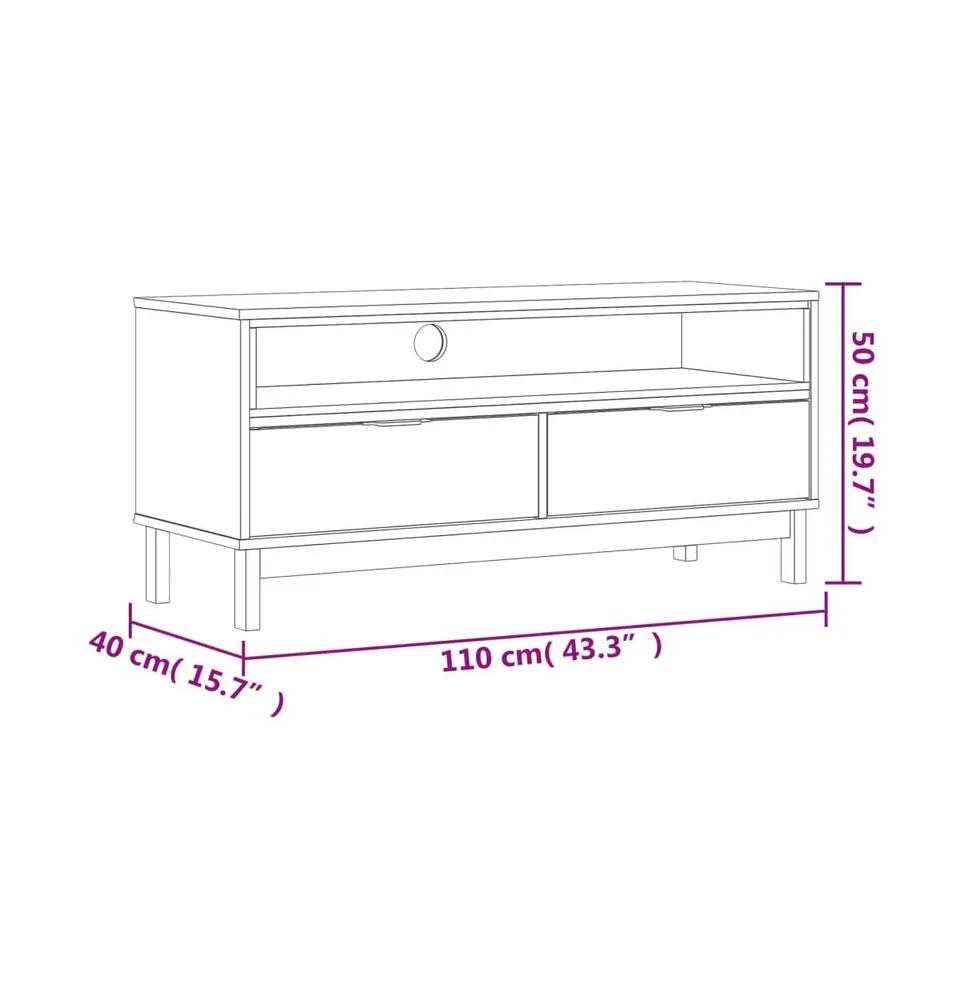 Tv Stand Flam 43.3"x15.7"x19.7" Solid Wood Pine