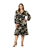 Kiyonna Plus Size Portia Long Sleeve Dress