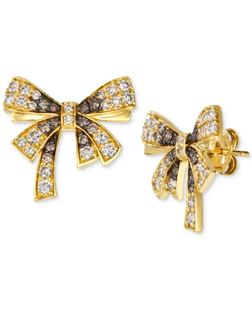 Le Vian Ombre Chocolate Ombre Diamond & Vanilla Diamond Bow Stud Earrings (1-1/3 ct. t.w.) in 14k Gold