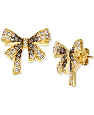 Le Vian Ombre Chocolate Ombre Diamond & Vanilla Diamond Bow Stud Earrings (1-1/3 ct. t.w.) in 14k Gold