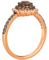 Le Vian Chocolate Diamond & Nude Diamond Flower Halo Ring (1 ct. t.w.) in 14k Rose Gold