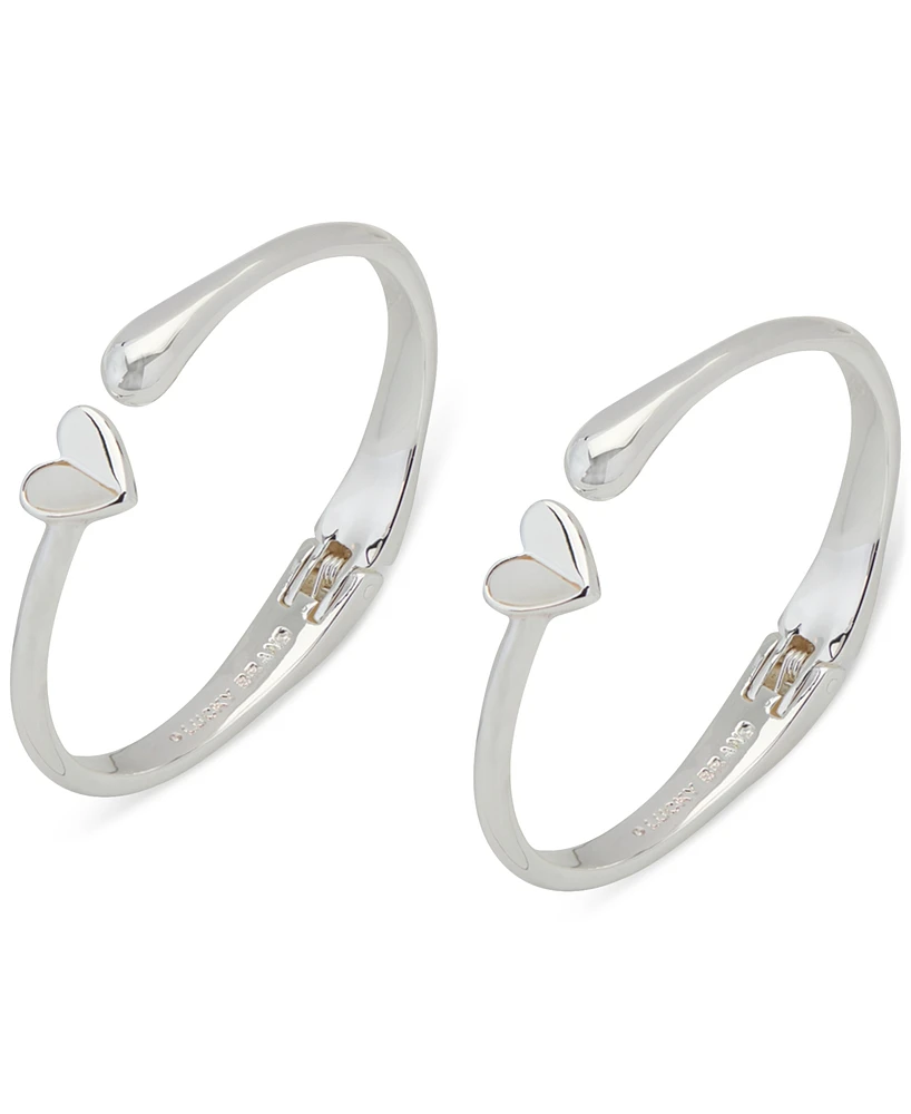 Lucky Brand Silver-Tone 2-Pc. Set Heart Cuff Bracelets