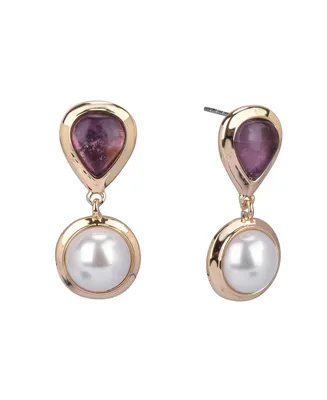 Laundry by Shelli Segal Stone and Pearl Drop Earrings
