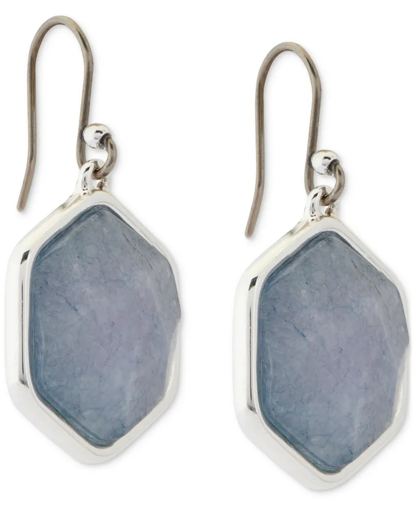 Lucky Brand Silver-Tone Stone Hexagon Drop Earrings