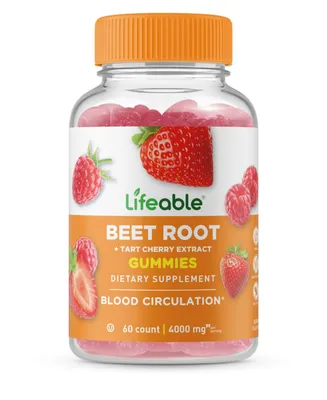 Lifeable Beet Root Vitamin 500 mg Gummies - Blood Circulation - Great Tasting Natural Flavor, Dietary Supplement Vitamins - 60 Gummies
