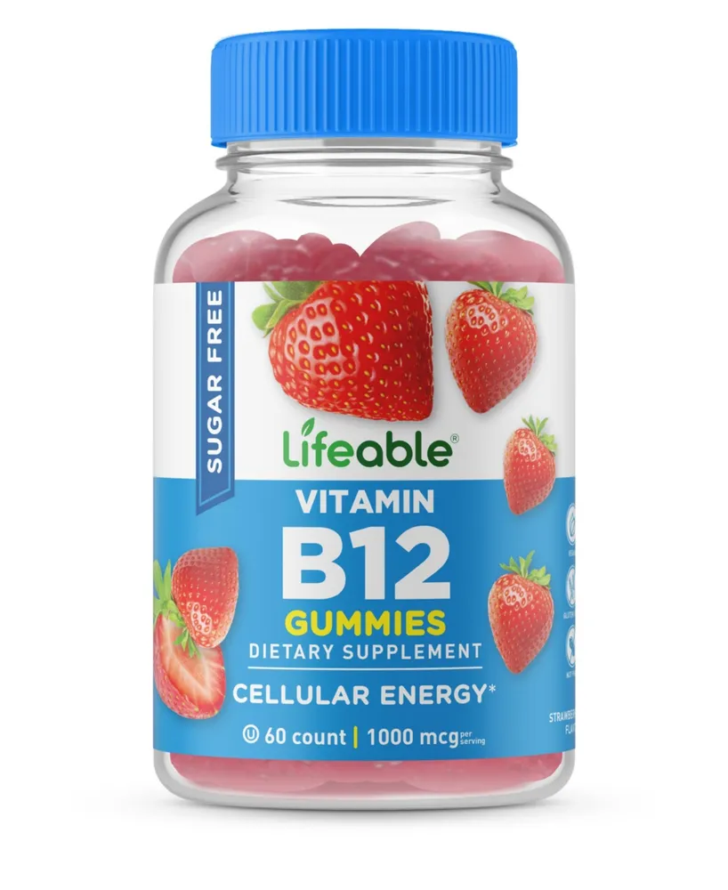 Lifeable Sugar Free Vitamin B12 1,000 mcg Gummies - Energy, Mood, And Metabolism - Great Tasting Flavor, Dietary Supplement Vitamins - 60 Gummies