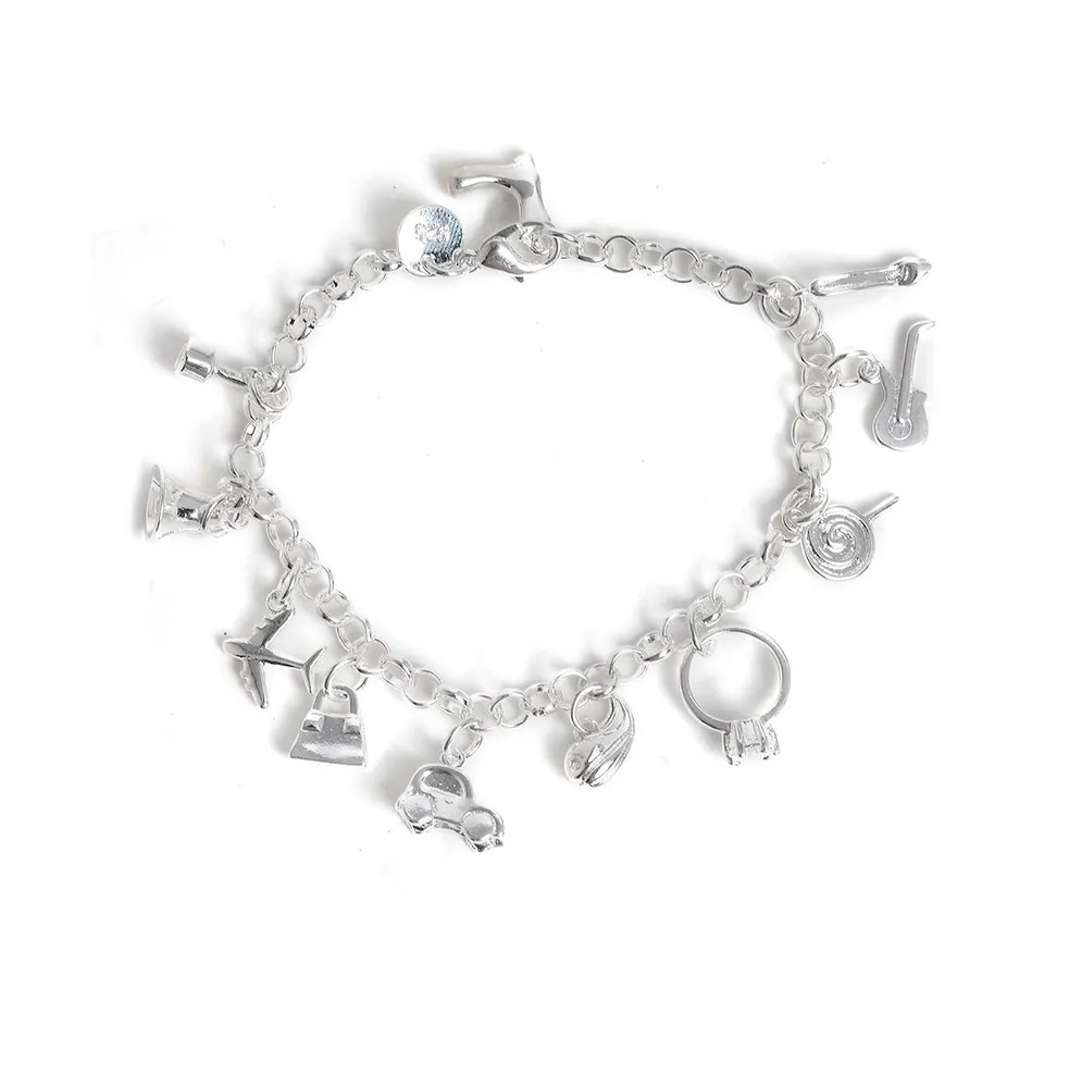 Sohi Women's Silver Travel The World Charm Bracelet