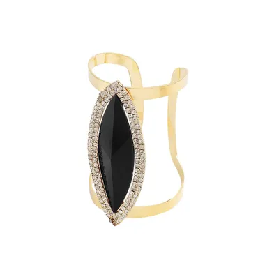 Sohi Women's Black Embellished Eye Cuff Bracelet