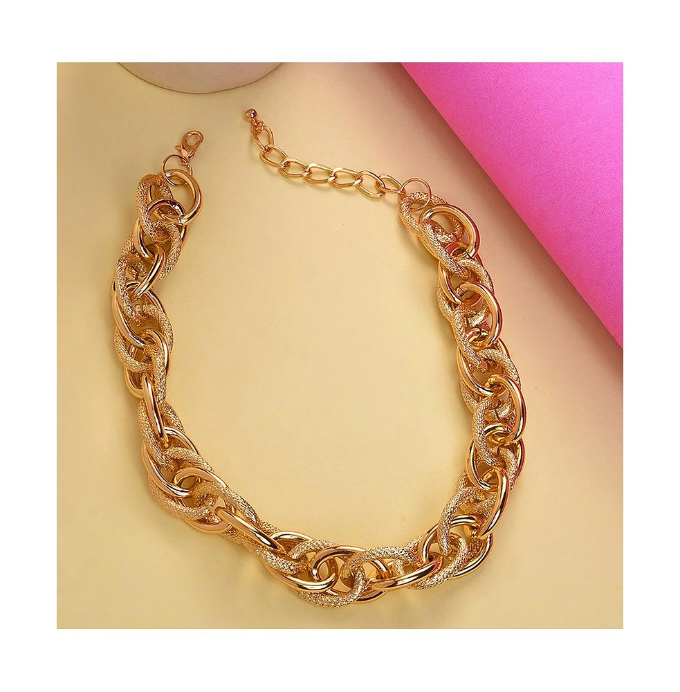 Sohi Women's Gold Metallic Chain-link Necklace