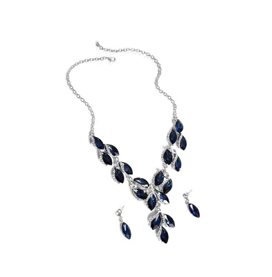 Sohi Women's Blue Stone Drop Jewelry Set
