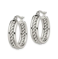 Chisel Stainless Steel Polished Twisted Middle Hoop Earrings