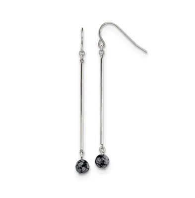 Chisel Stainless Steel Polished Snowflake Stone Dangle Earrings