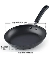 Cook N Home Nonstick Saute Fry Pan 9.5-inch Professional Hard Anodized Frying Pan, Dishwasher Safe with Stay-Cool Handles, Black