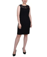 Ny Collection Women's Novelty Knit and Lace Dress, 2 Piece Set