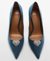 Mango Women's Rhinestone Detail Denim Shoes
