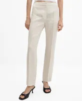 Mango Women's Linen Straight Pants