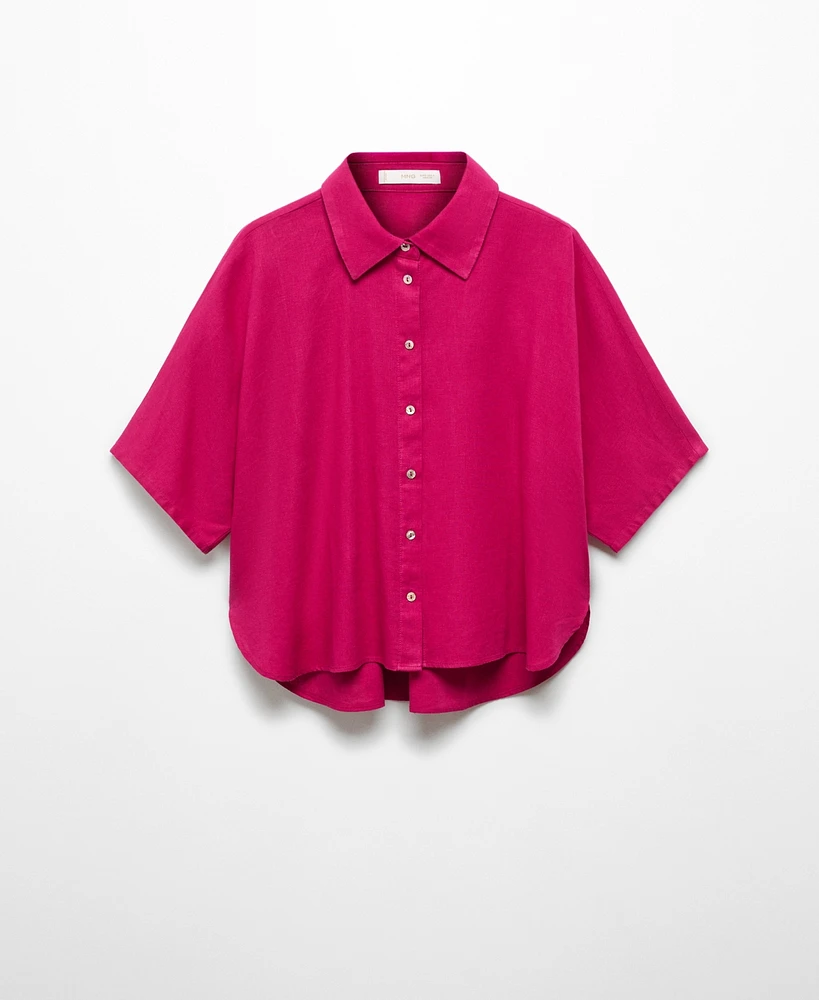 Mango Women's Short Sleeve Linen-Blend Shirt