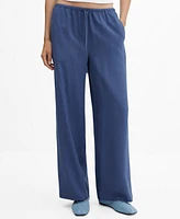 Mango Women's Elastic Waist Wide Leg Pants