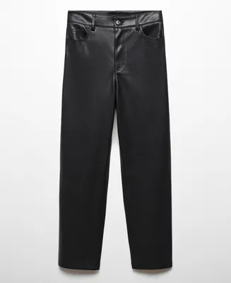Mango Women's Leather-Effect Straight Trousers
