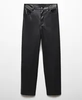 Mango Women's Leather-Effect Straight Trousers