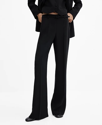 Mango Women's Belted Wide Leg Pants