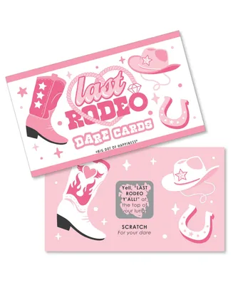 Last Rodeo - Pink Cowgirl Bachelorette Party Game Scratch Off Dare Cards - 22 Ct