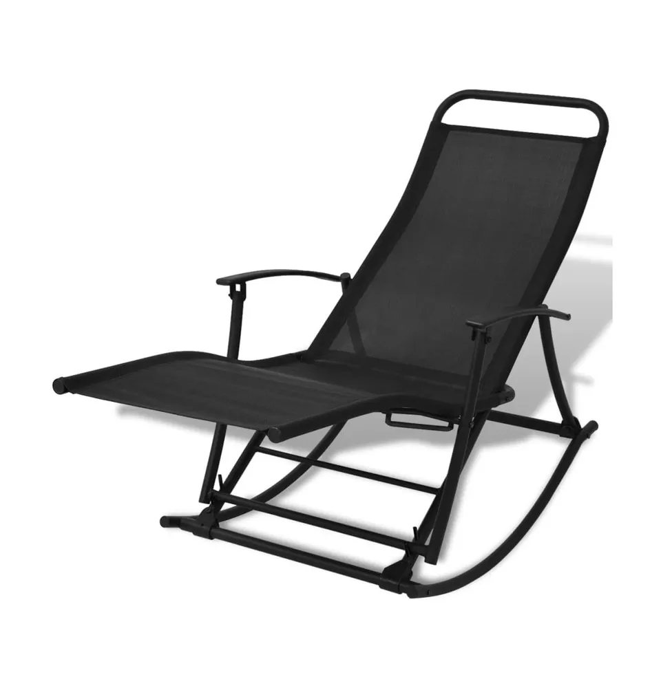 Patio Rocking Chair Steel and Text Ilene Black