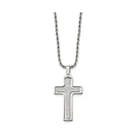 Chisel and Laser Cut Moveable Cross Pendant Rope Chain Necklace