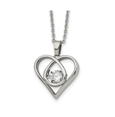 Chisel Vibrant Cz Heart Pendant Cable Chain Necklace