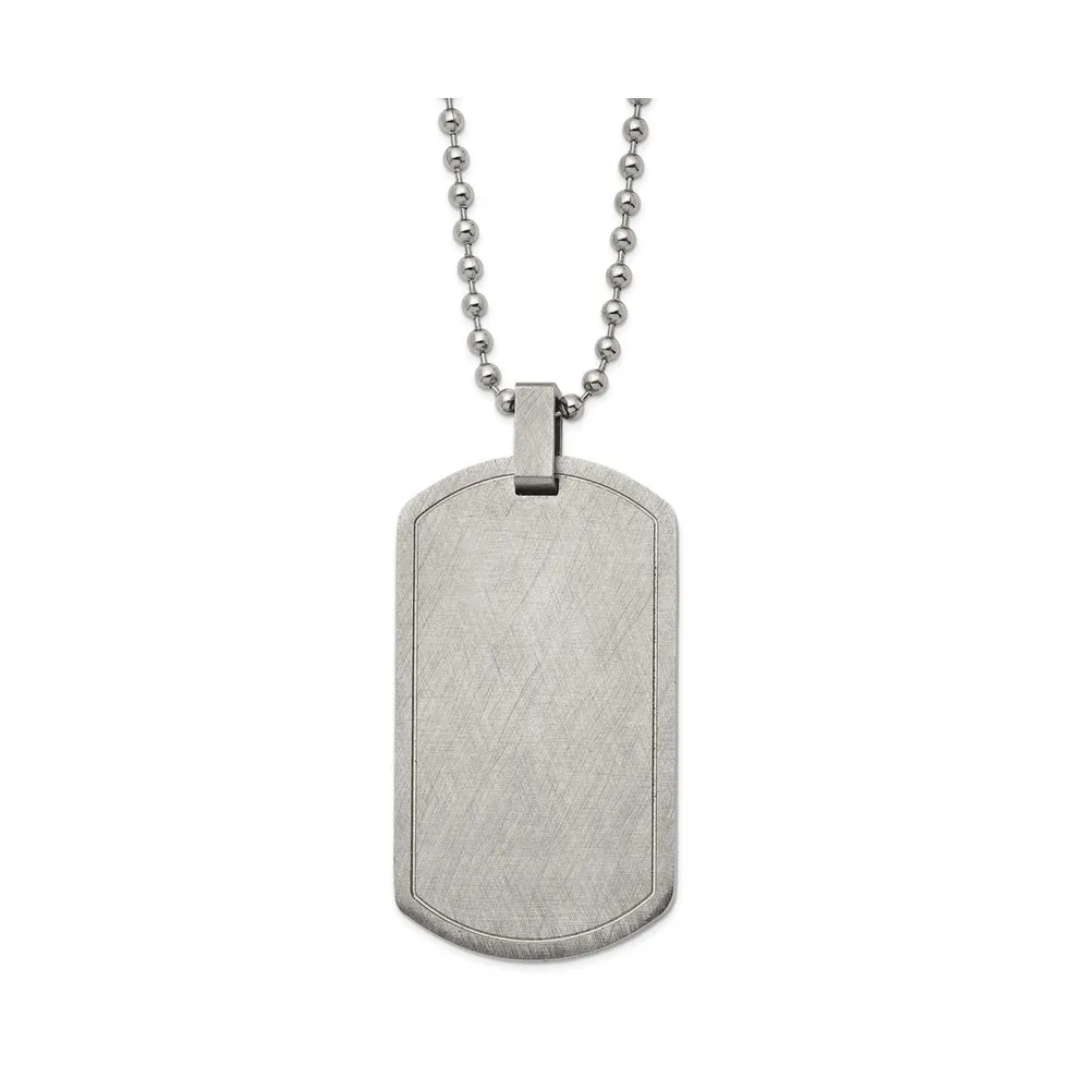 stainless steel gold-IP dog tag pendant with 22 rounded box chain