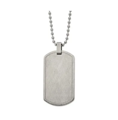 Chisel Brushed Scratch Finish Dog Tag Ball Chain Necklace