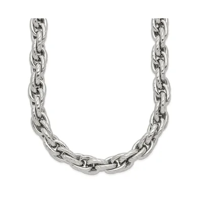 Chisel Stainless Steel Polished and Textured Fancy Rope Chain Necklace
