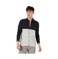 Campus Sutra Men's Navy Blue & Light Grey Contrast Panel Shirt