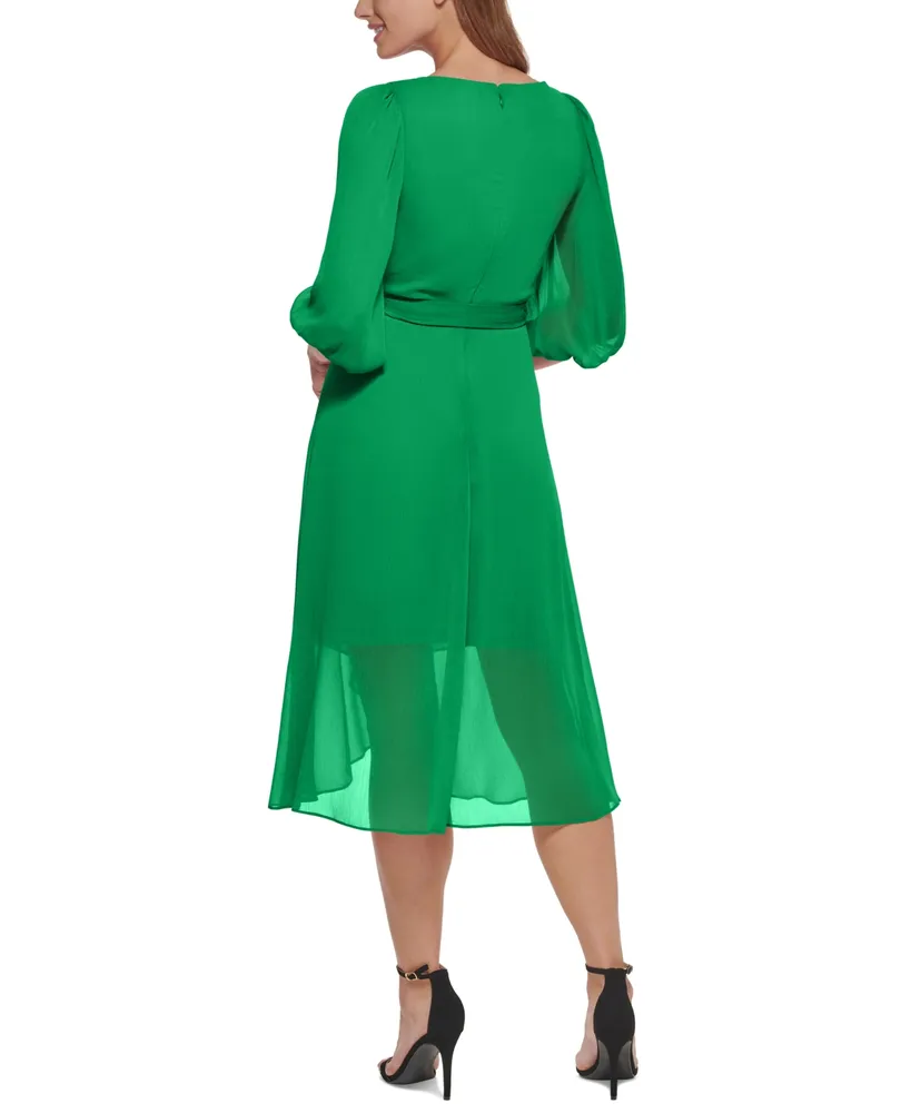 Dkny Women's Chiffon 3/4-Sleeve Midi Dress