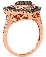 Le Vian Godiva x Le Vian Chocolate Diamond & Nude Diamond Heart Halo Cluster Ring (1-1/4 ct. t.w.) in 14k Rose Gold