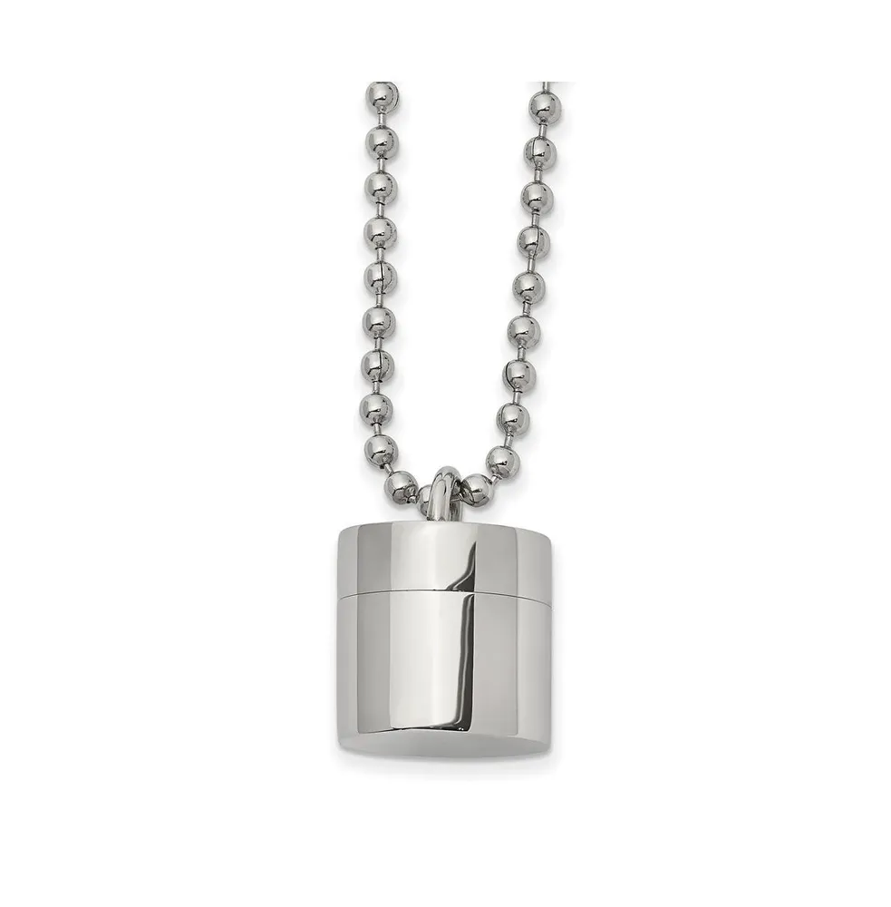 Chisel Polished Capsule that Opens on a Ball Chain Necklace