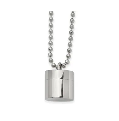 Chisel Polished Capsule that Opens on a Ball Chain Necklace